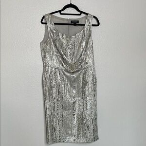 St. John Silver Midi Dress